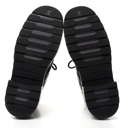 Chanel Shiny Goatskin Calfskin Quilted Lace Up Combat Boots 38 Black 6 of 10