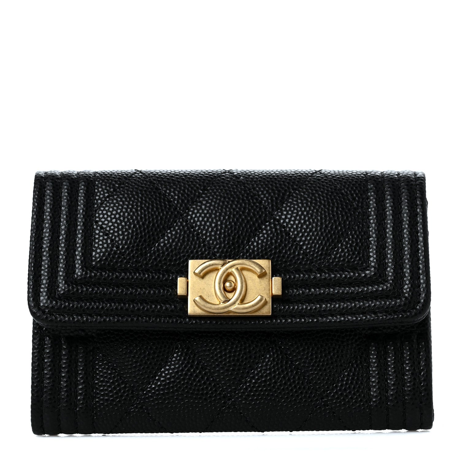 Chanel Caviar Quilted Boy Flap Card Holder Black 1 of 8