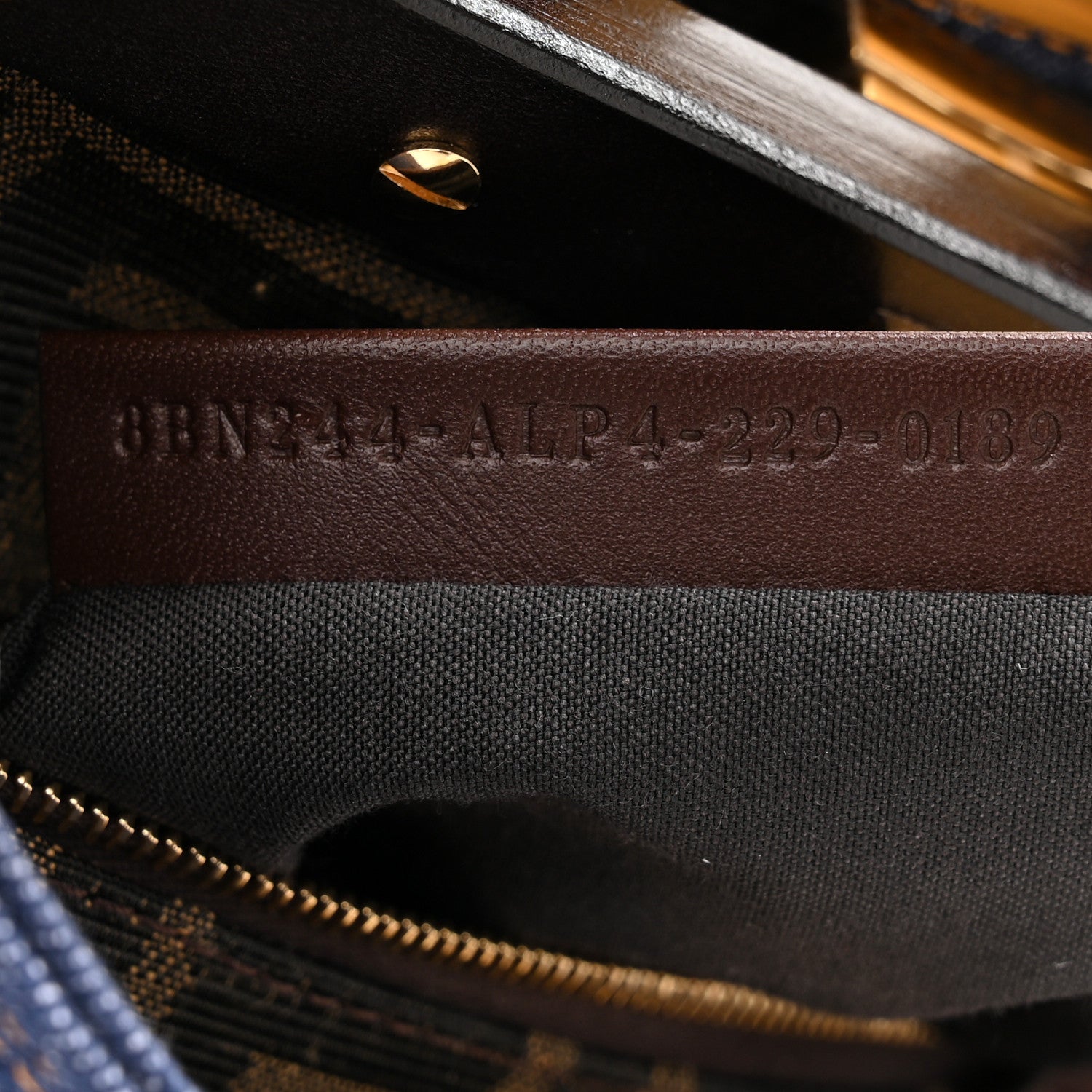 Fendi Denim Fabric Jacquard Cuoio FF 1974 Mini Peekaboo Iconic Satchel Blue Tobacco Moro 8 of 12