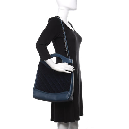 Chanel Velvet Lambskin Quilted Small 31 Shopping Bag Blue 2 of 11