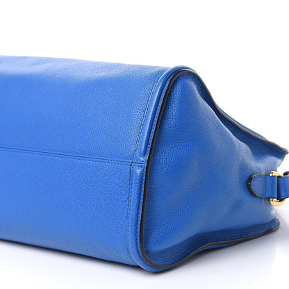 Alexander McQueen Pebbled Calfskin Small Skull Padlock Zip Around Tote Blue 9 of 13