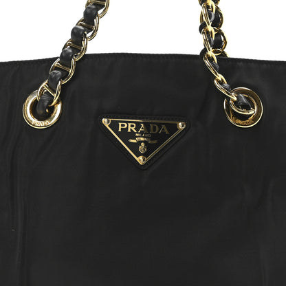 Prada Tessuto Nylon Chain Shoulder Bag Black 7 of 9