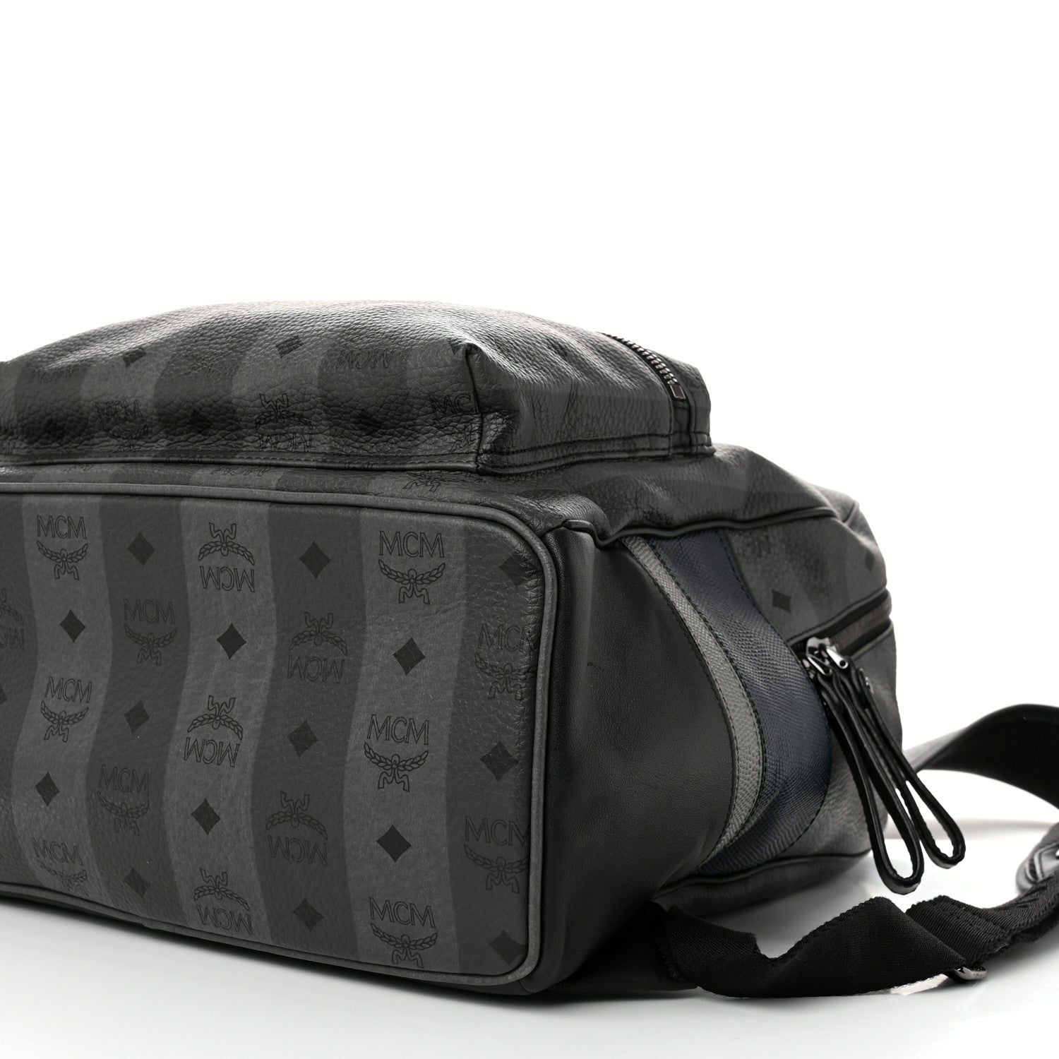 MCM Striped Visetos Medium Stark Backpack Black Phantom Grey 9 of 9
