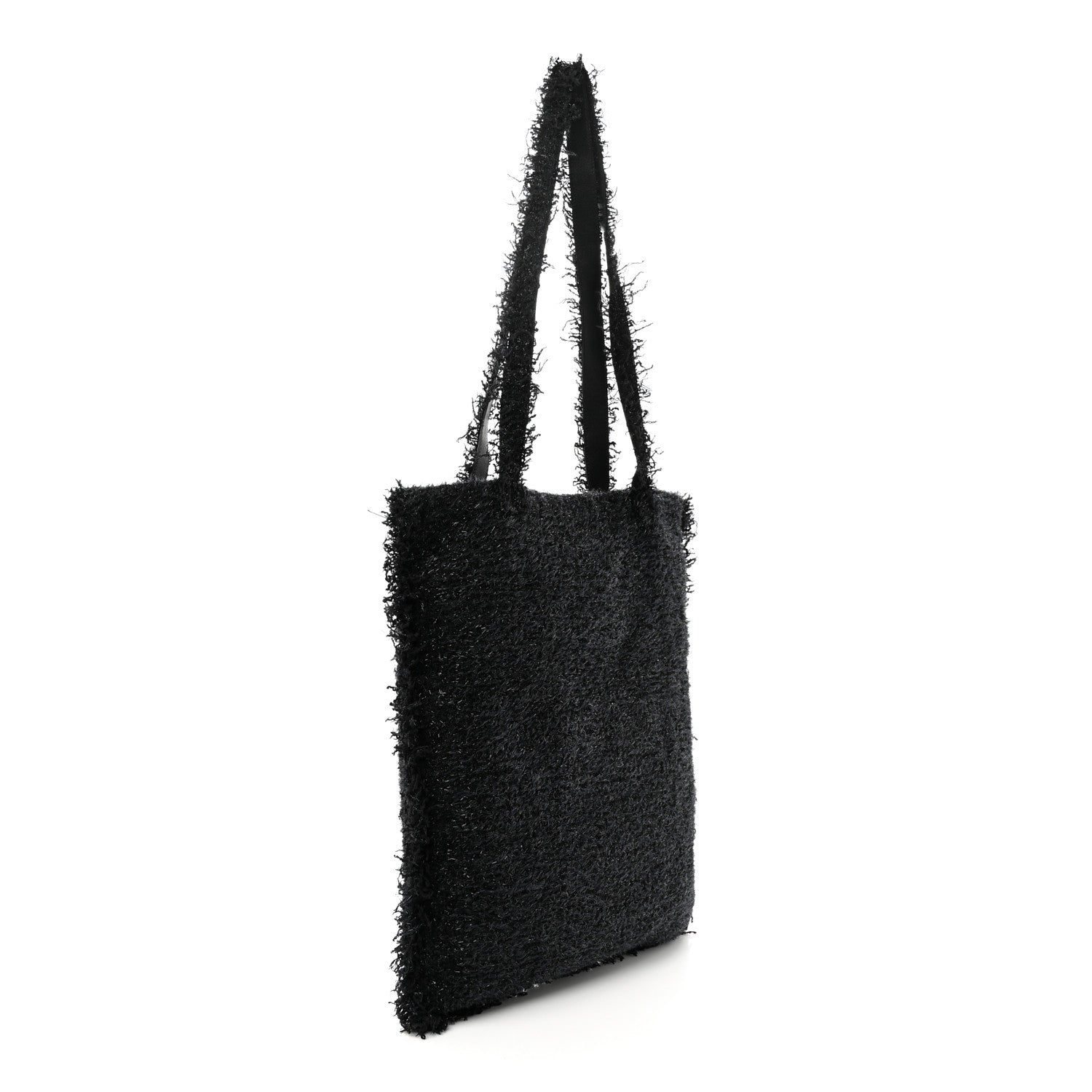Chanel Tweed Resin Strass Shopping In Fabrics Tote Black 3 of 10