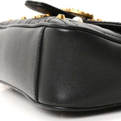 Gucci Calfskin Matelasse Studded Mini Pearly GG Marmont Shoulder Bag Black 10 of 10
