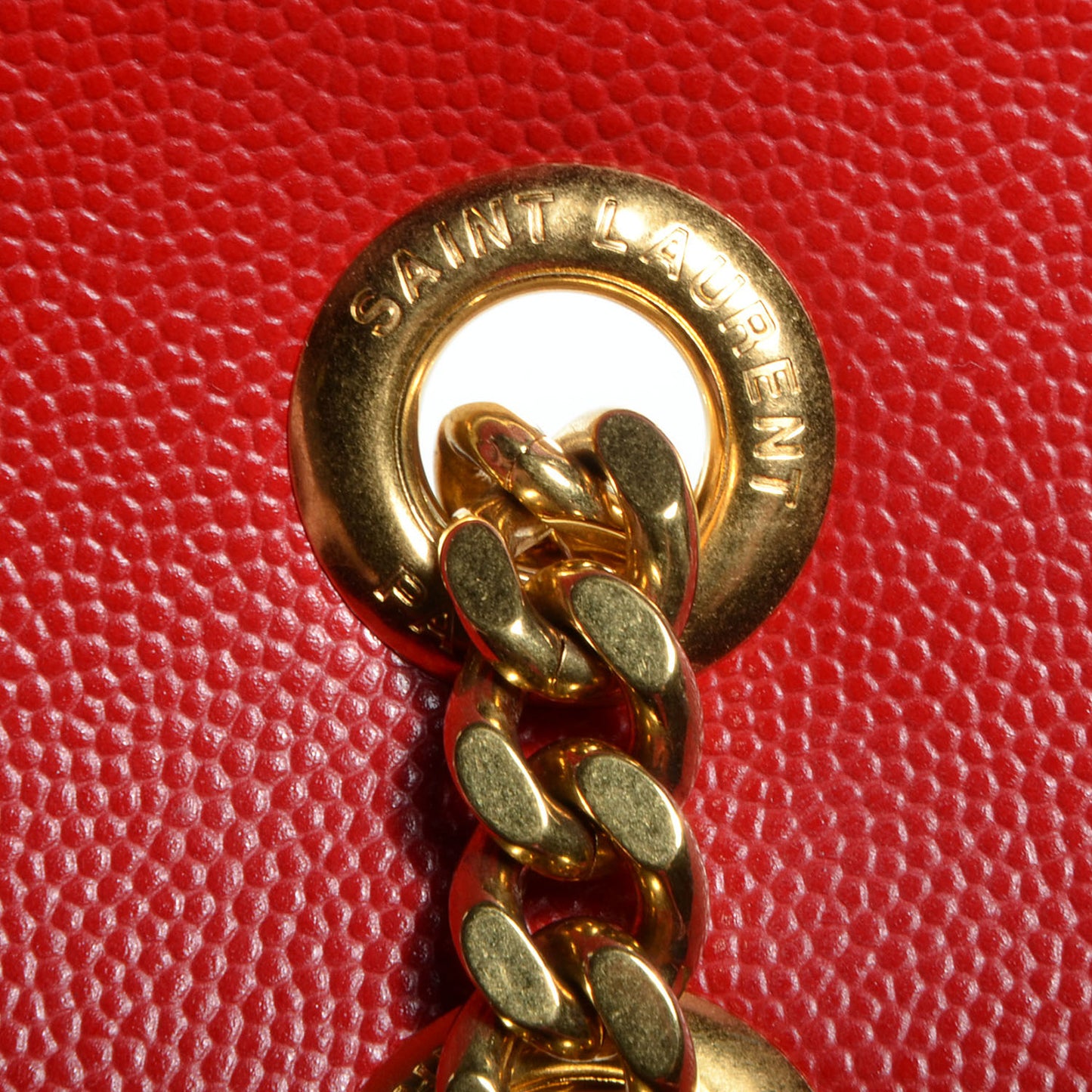 Textured Matelasse Large Classic Monogram Satchel Lipstick Red