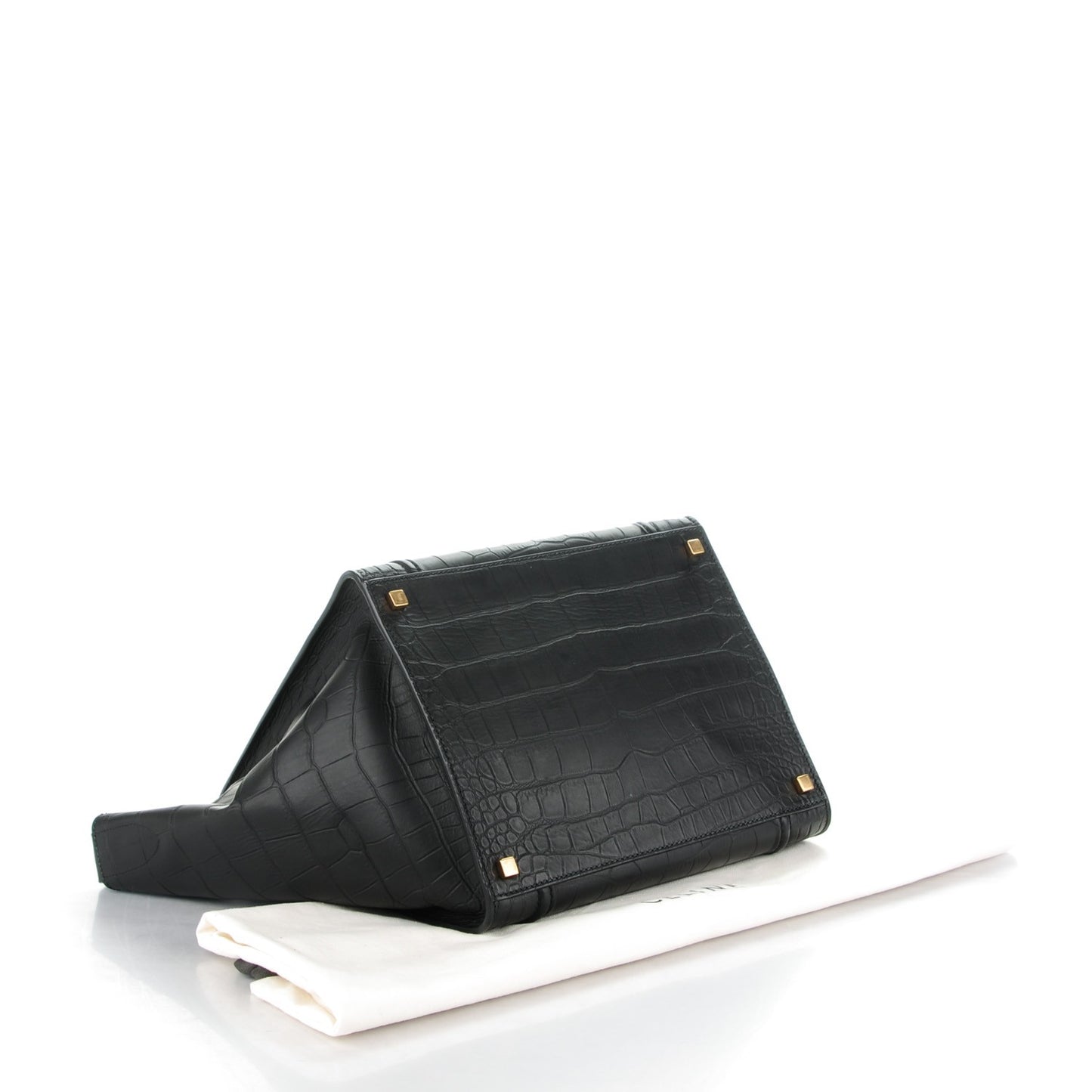 Crocodile Embossed Calfskin Medium Phantom Luggage Black
