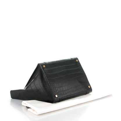 Celine Crocodile Embossed Calfskin Medium Phantom Luggage Black 5 of 24