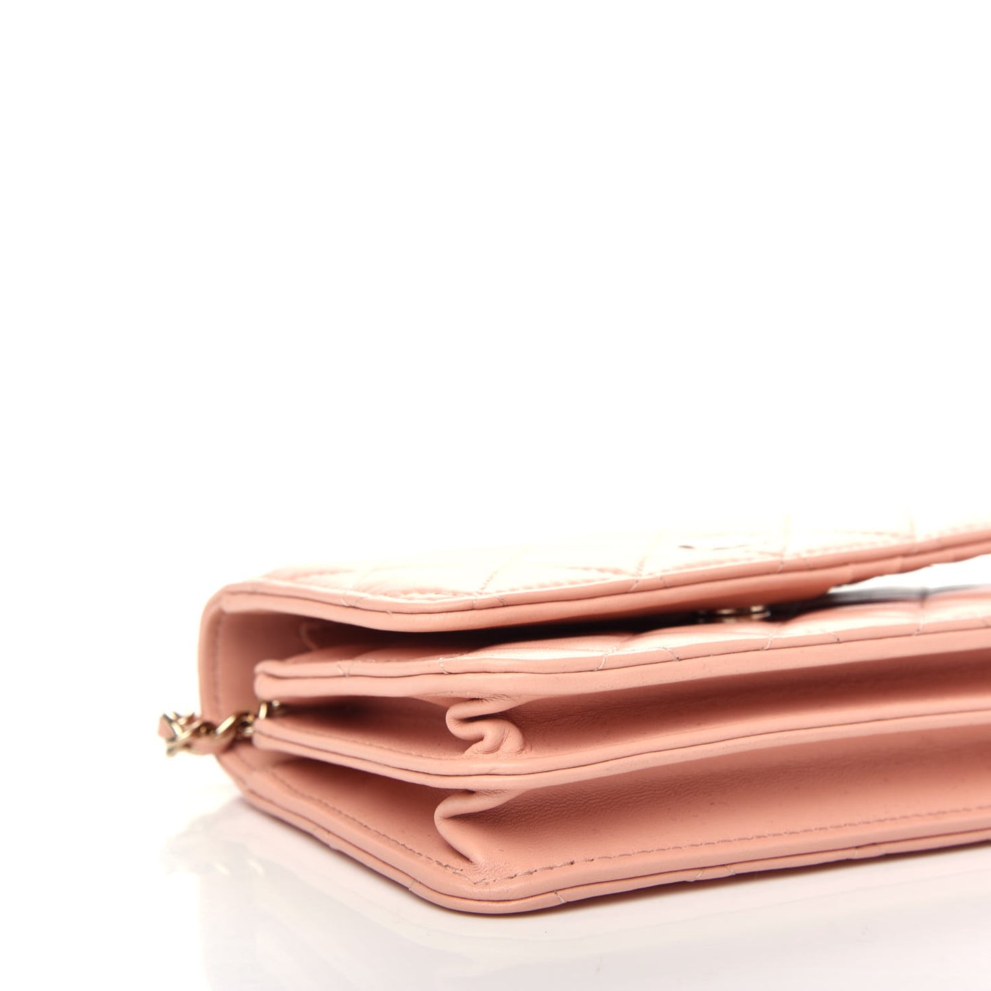 Lambskin Quilted Mini Wallet On Chain WOC Light Pink