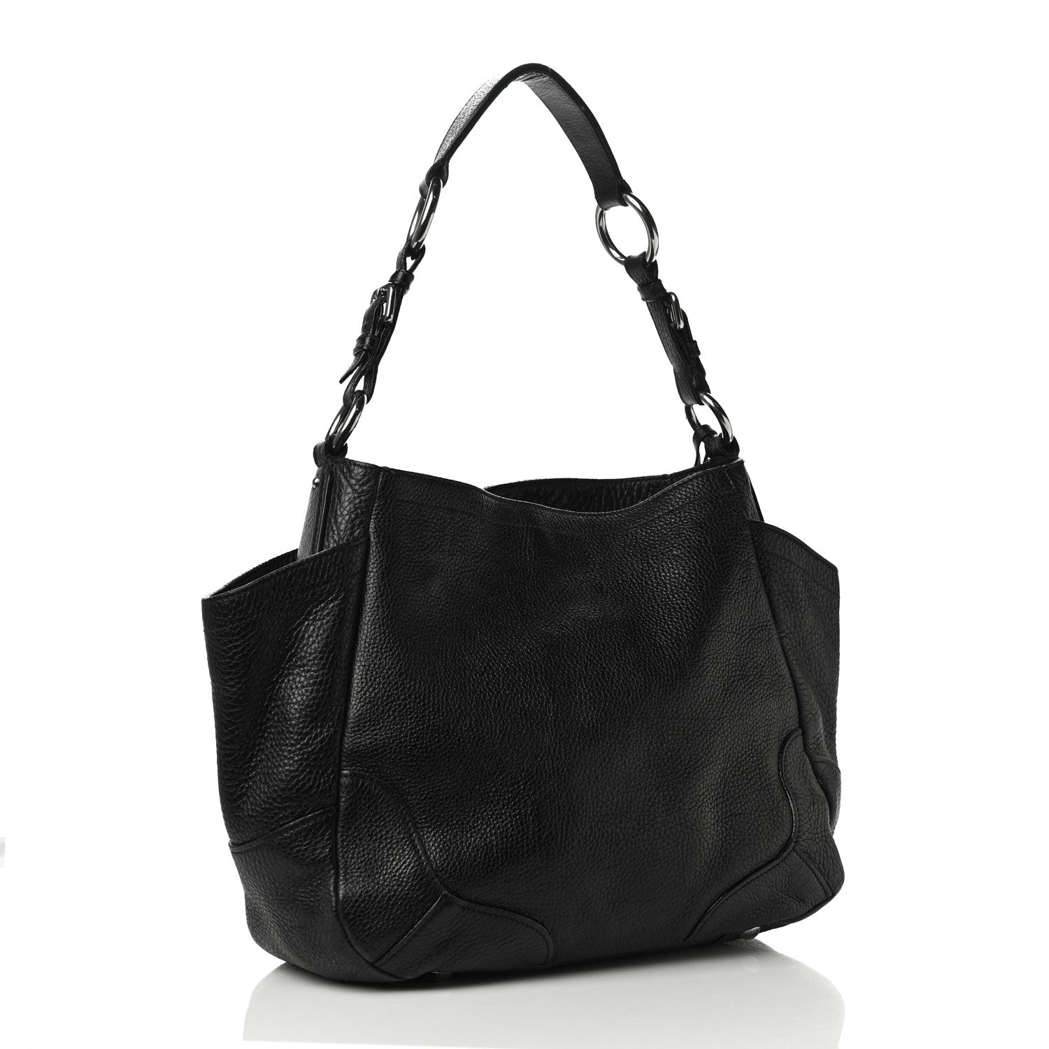 Prada Vitello Daino Side Pocket Hobo Black 2 of 11