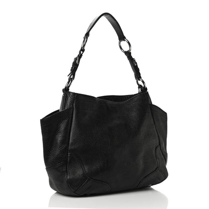 Prada Vitello Daino Side Pocket Hobo Black 2 of 11