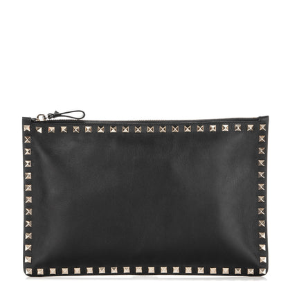 Valentino Garavani Vitello Large Rockstud Zip Pouch Black 1 of 7