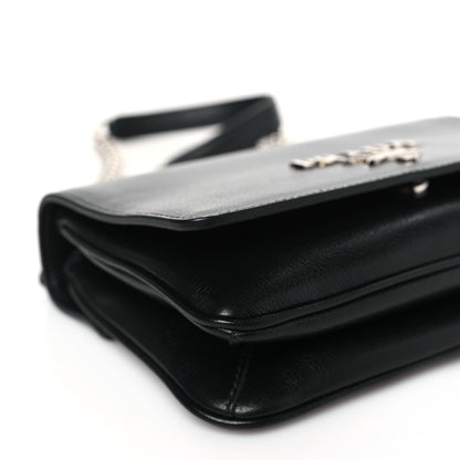 Prada Soft Calfskin Chain Shoulder Bag Black 7 of 8