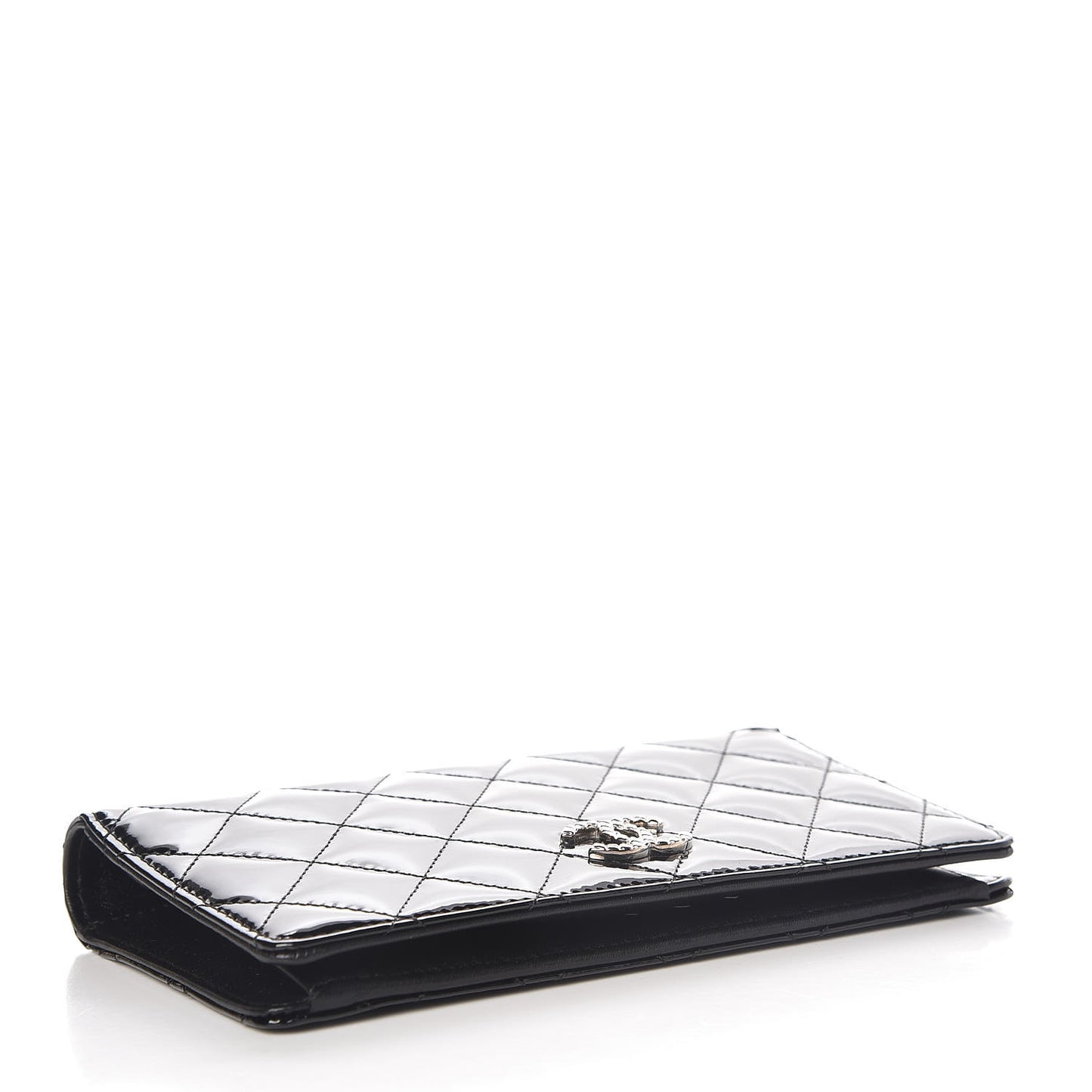 Patent Quilted Brilliant Yen Wallet Black