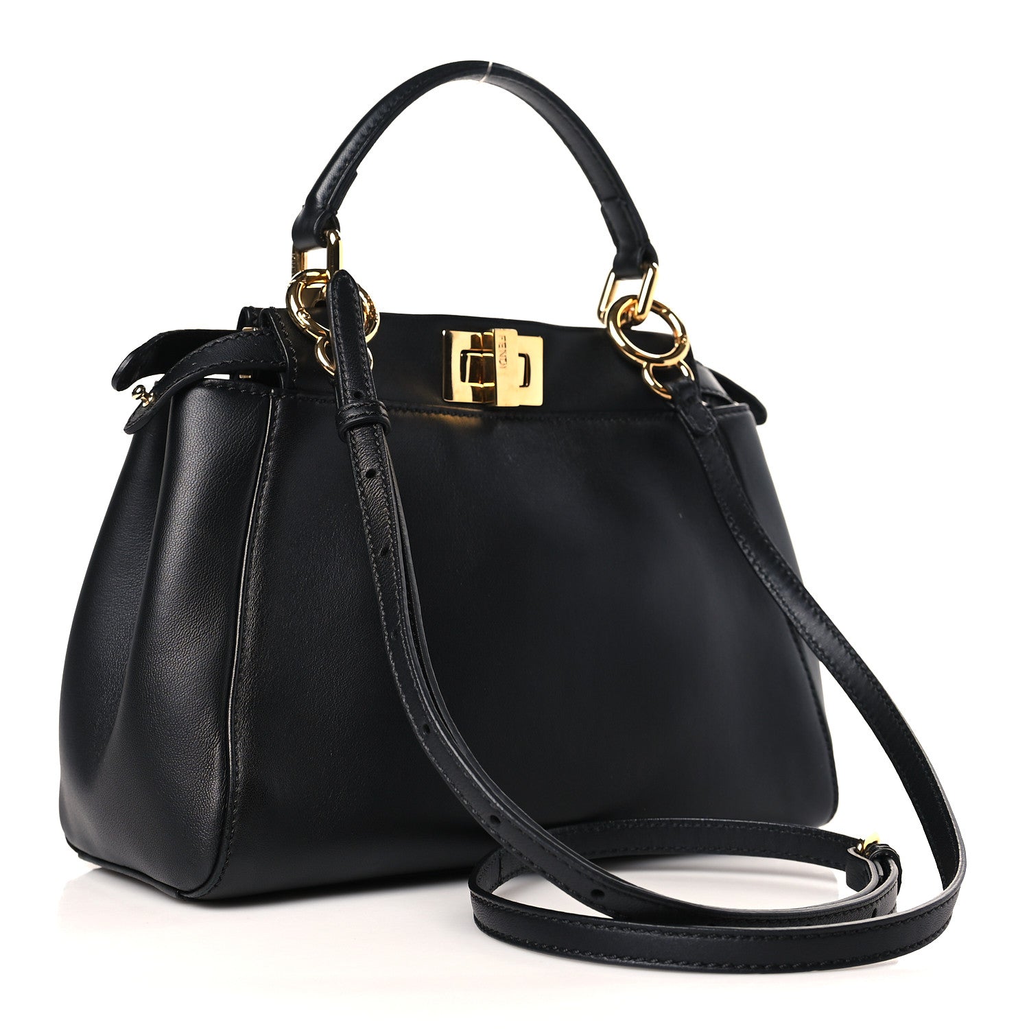 Fendi Nappa Mini Peekaboo Iconic Satchel Black 3 of 9