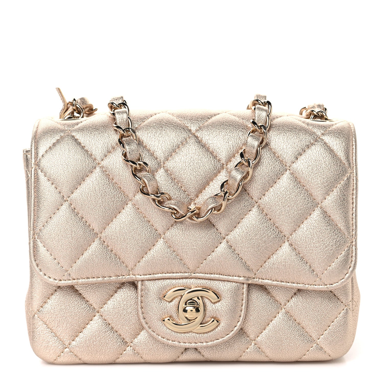 Chanel Metallic Lambskin Quilted Mini Square Flap Gold 1 of 12
