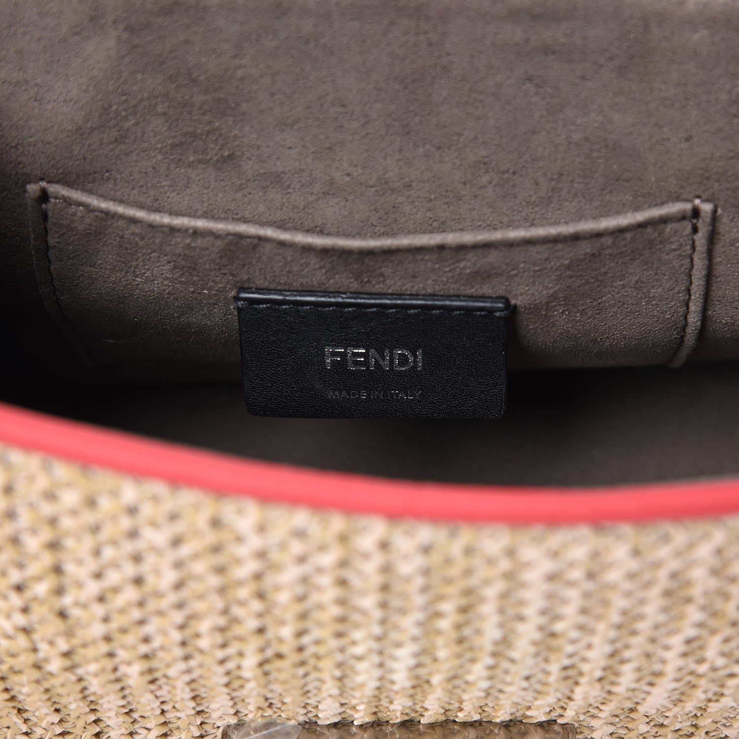 Fendi Raffia Vitello Century F is Fendi FF Embroidered Fringe Small Kan I Shoulder Bag Natural Fiamma 5 of 7