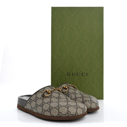 Gucci GG Supreme Monogram Miro Soft Calfskin Womens Horsebit Slippers 36 Beige Ebony New Acero 12 of 12