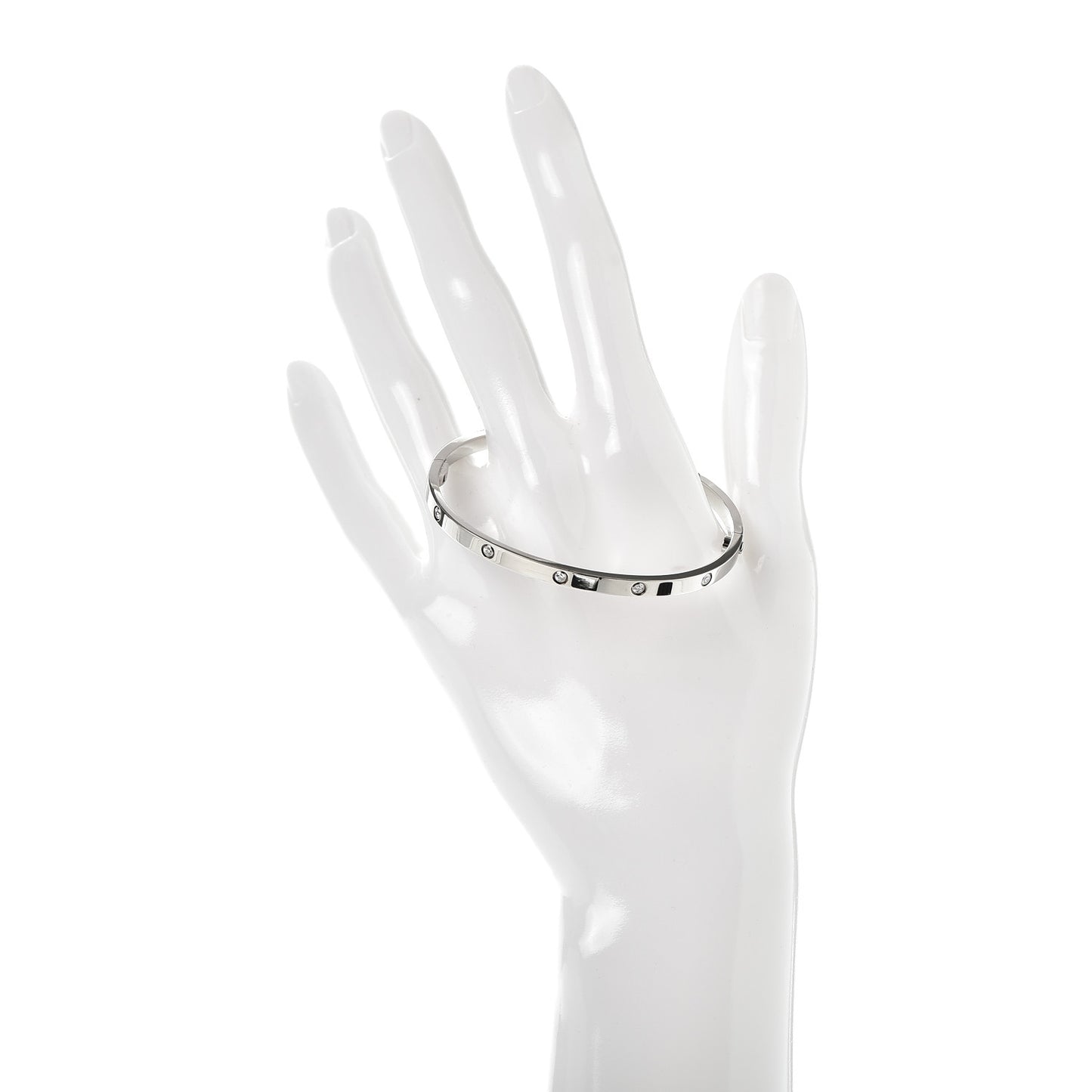 18K White Gold 10 Diamond Small LOVE Bracelet 17