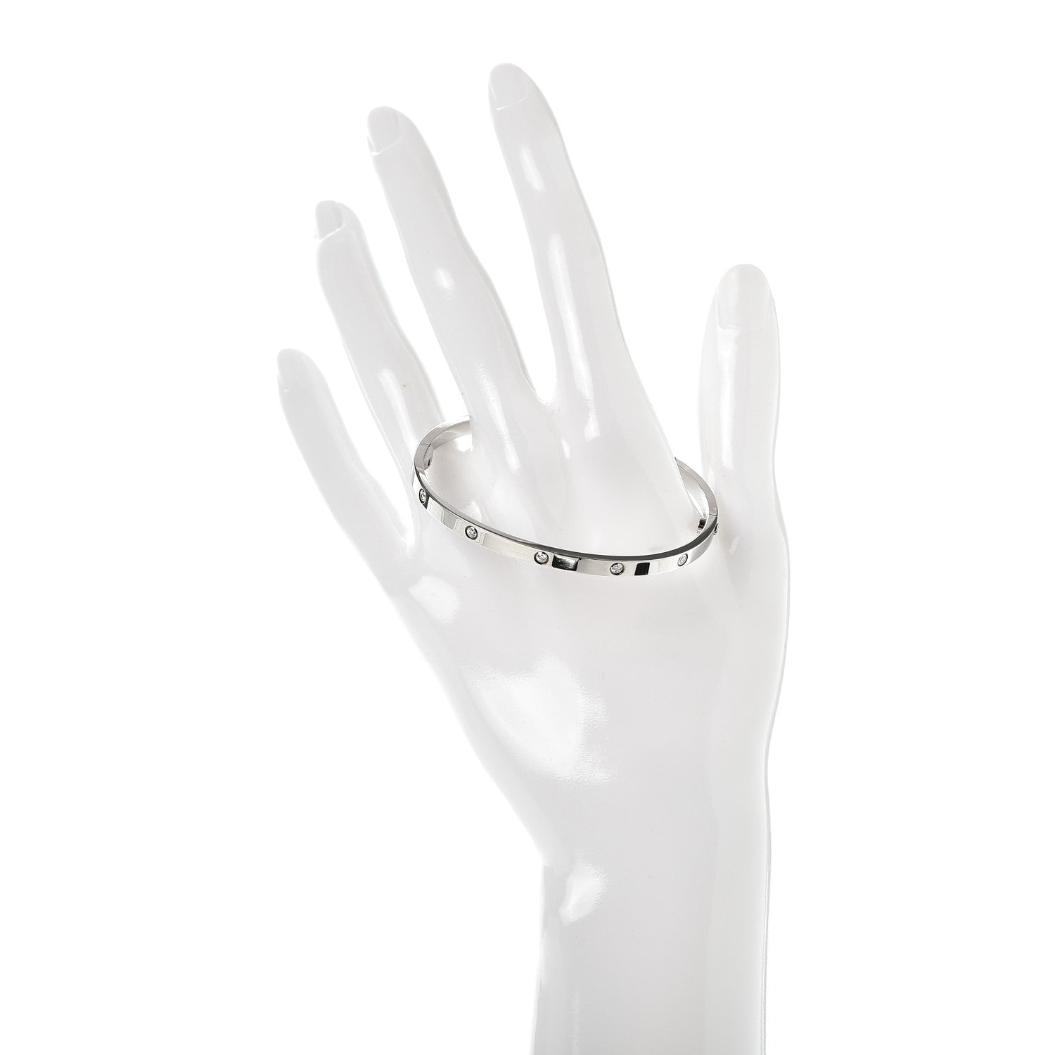 Cartier 18K White Gold 10 Diamond Small LOVE Bracelet 17 2 of 5
