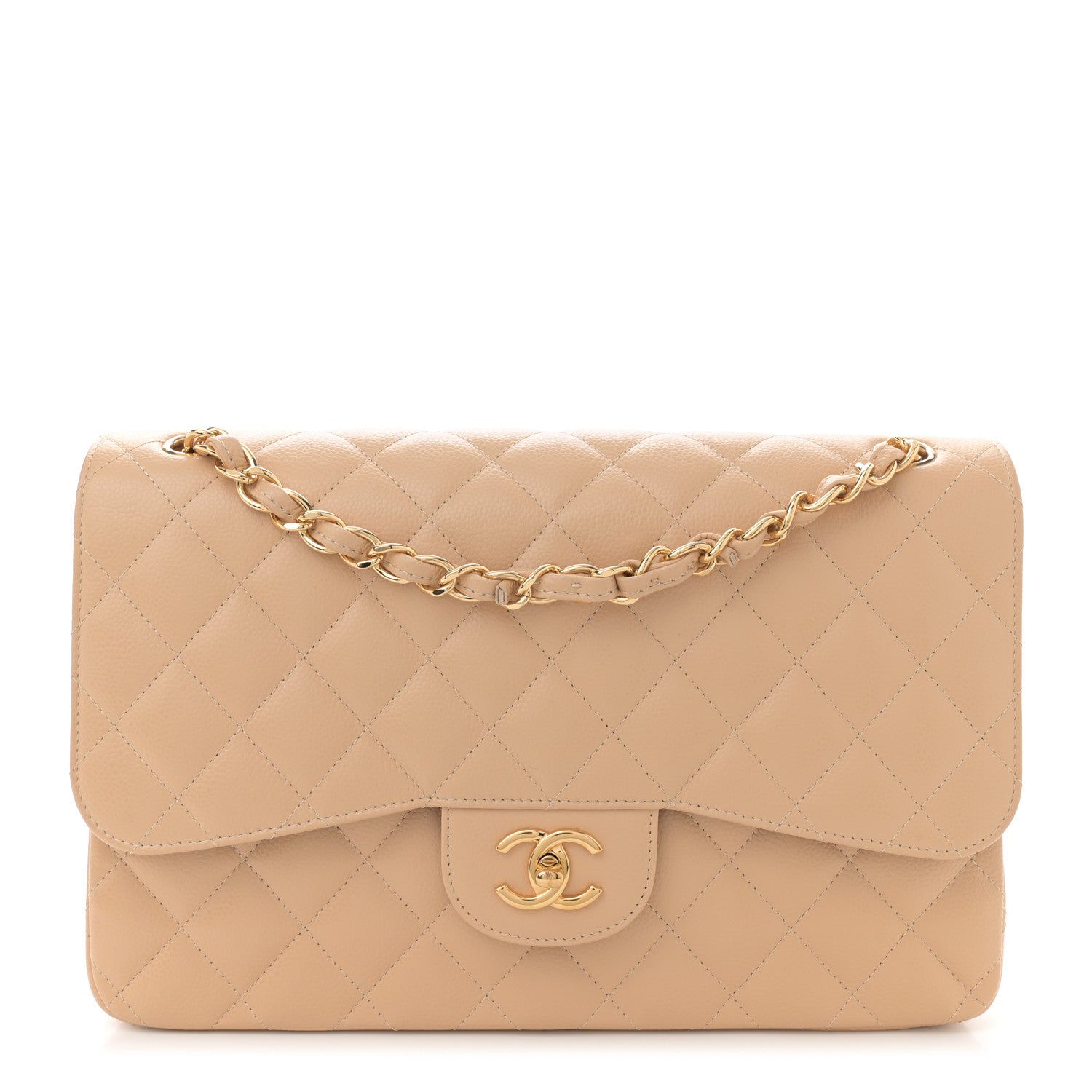 Chanel Caviar Quilted Jumbo Double Flap Beige 1 of 13