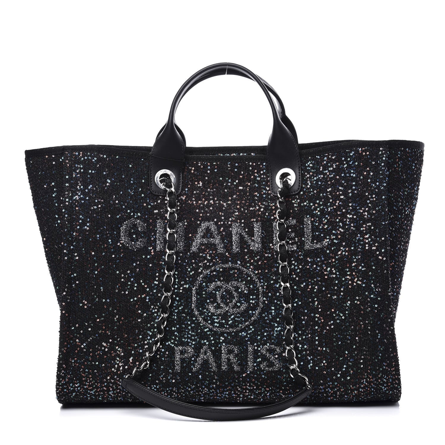 Chanel Calfskin Sequin Medium Deauville Tote Black 1 of 11