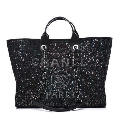 Chanel Calfskin Sequin Medium Deauville Tote Black 1 of 11