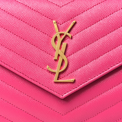 Saint Laurent Grain De Poudre Matelasse Chevron Monogram Chain Wallet Bubblegum 7 of 10