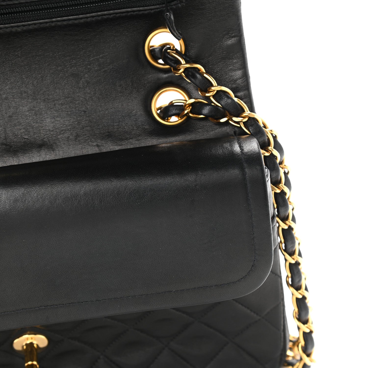 Chanel Lambskin Quilted Medium Double Flap Black 13 of 15