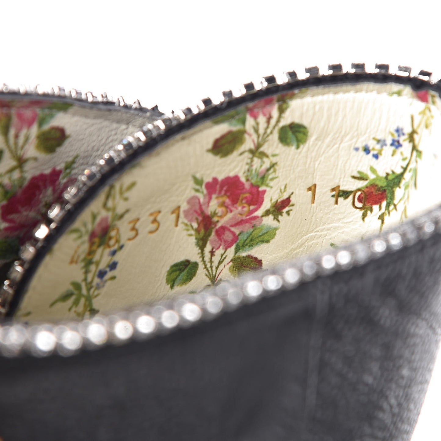 Calfskin Floral Crystal Embroidered Fosca Boots 35 Black