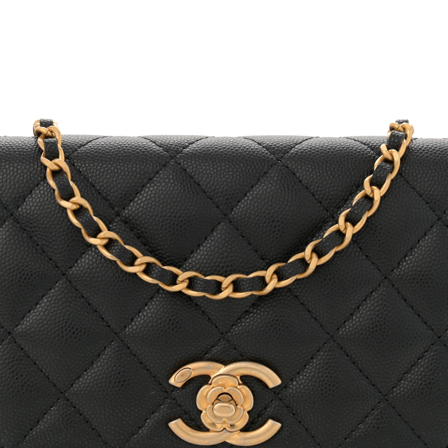 Chanel Caviar Quilted Camellia Wallet On Chain WOC Black 8 of 11