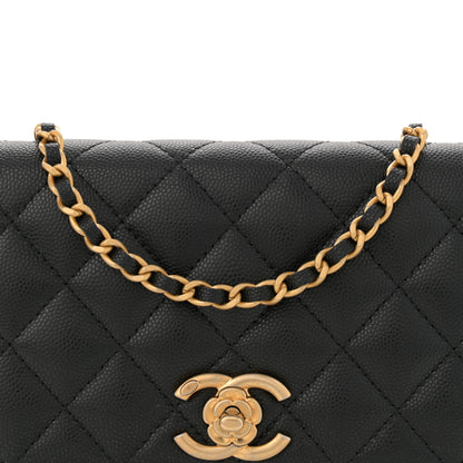 Chanel Caviar Quilted Camellia Wallet On Chain WOC Black 8 of 11