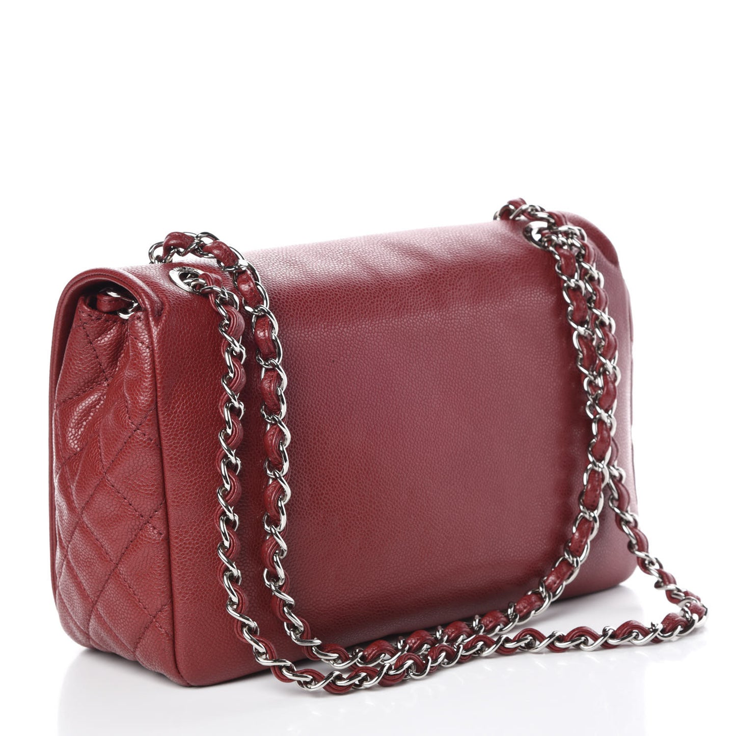 Caviar Large Timeless CC Flap Dark Red