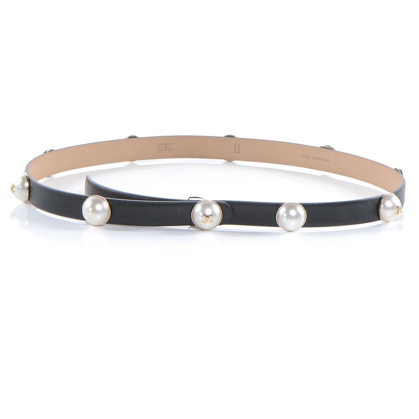 Leather Pearl CC Belt 85 34 Black