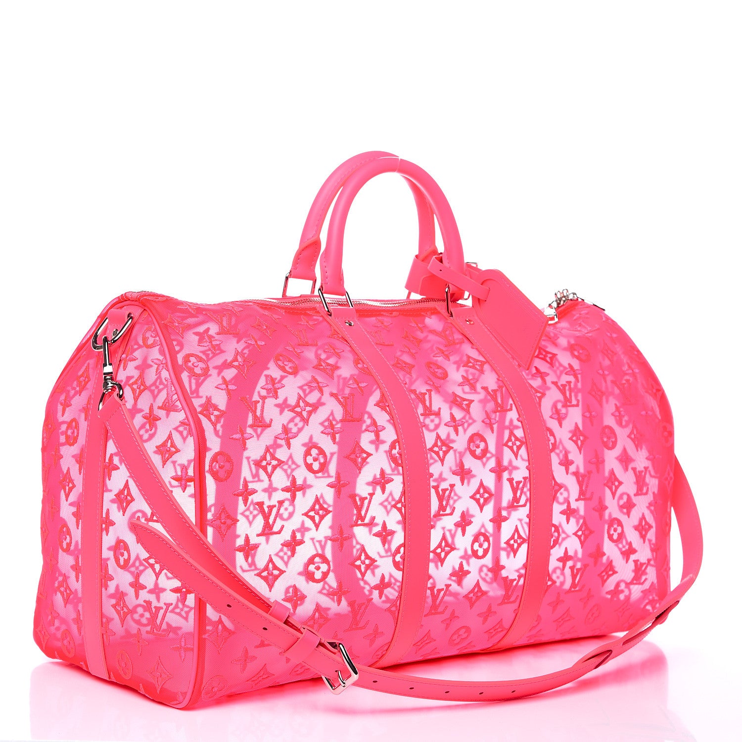 Louis Vuitton Monogram Fluo See Through Keepall Bandouliere 50 Rose 3 of 10
