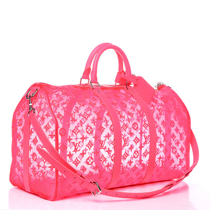 Louis Vuitton Monogram Fluo See Through Keepall Bandouliere 50 Rose 3 of 10