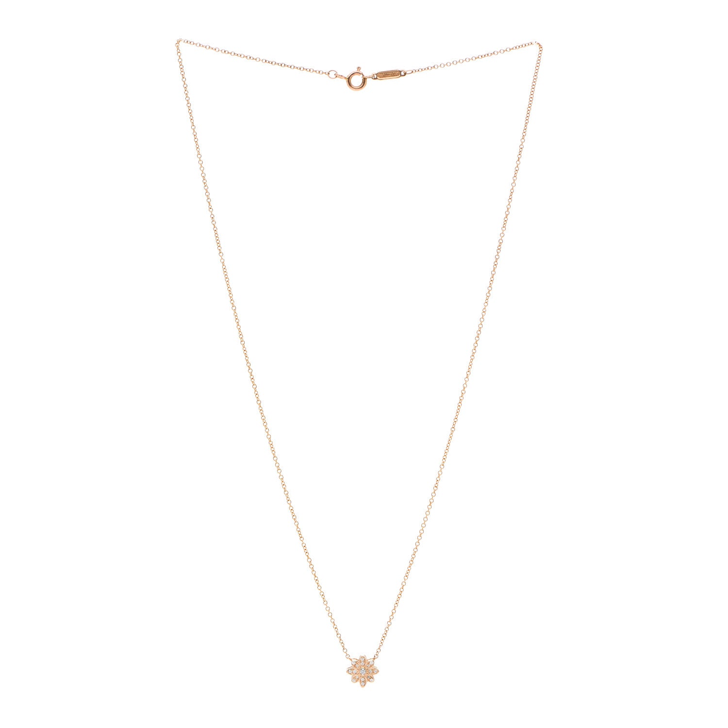 Tiffany 18K Rose Gold Diamond Enchant Flower Pendant Necklace 3 of 5