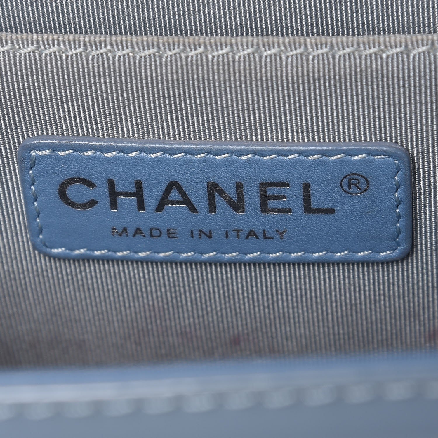 Chanel Patent Calfskin Medium Plexiglass Boy Flap Light Blue 9 of 12