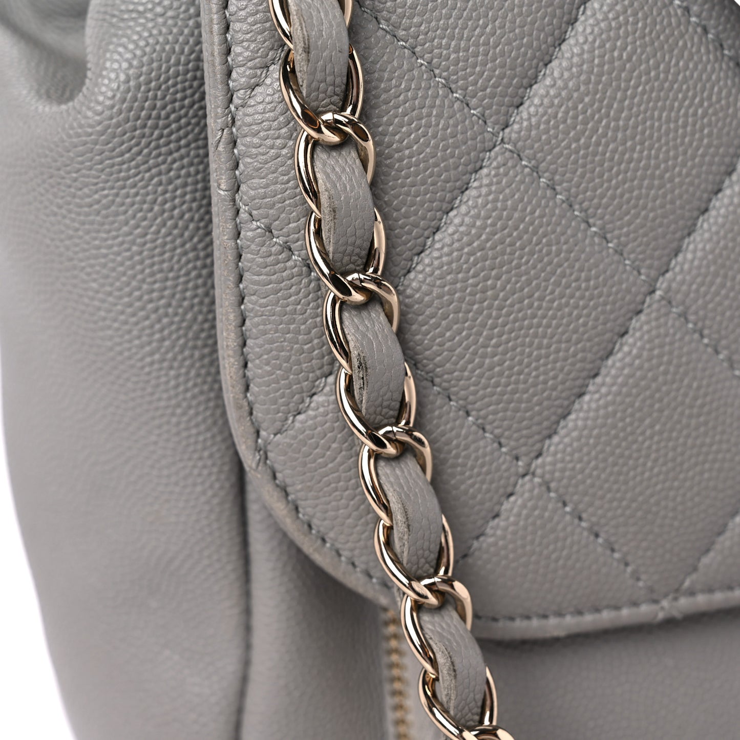 Caviar Quilted Large Business Affinity Flap Grey