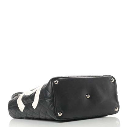 Chanel Calfskin Quilted Large Cambon Tote Black White 4 of 18