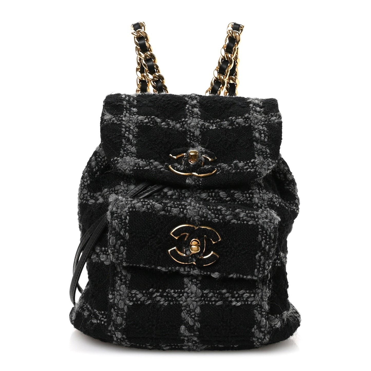 Wool Tweed Elegant Backpack Black Grey