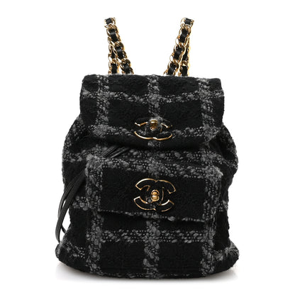 Chanel Wool Tweed Elegant Backpack Black Grey 1 of 11