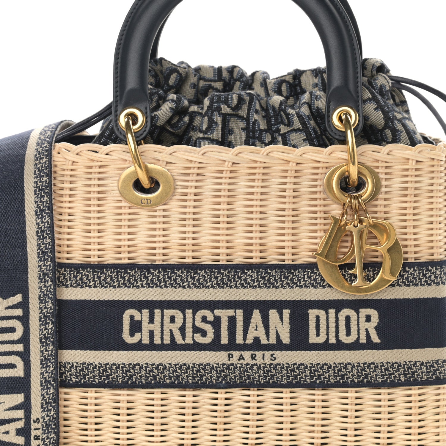 Christian Dior Wicker Oblique Medium Lady Dior Bag Blue 1114645