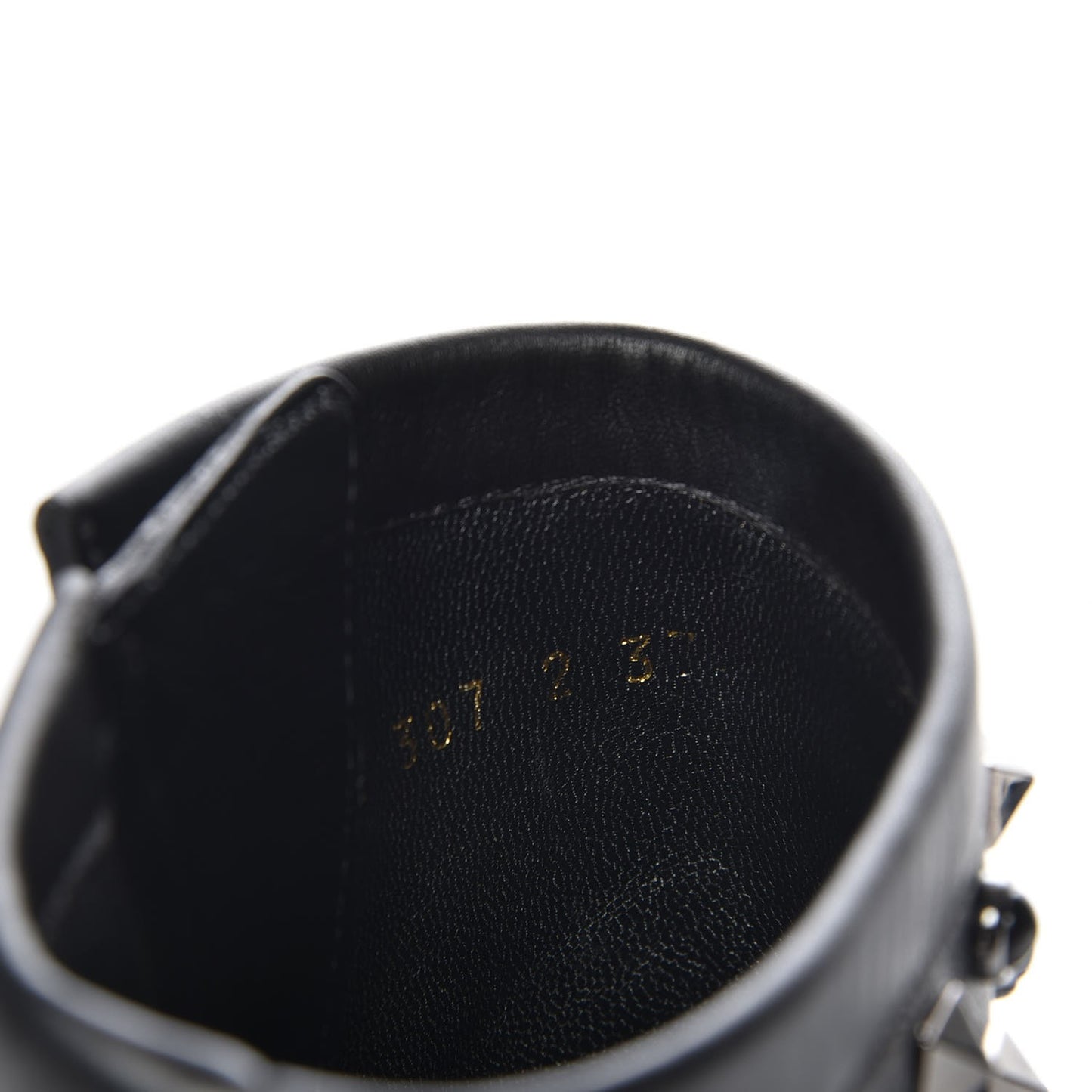 Calfskin Onyx Rockstud Rolling 30mm Biker Boots 37.5 Black