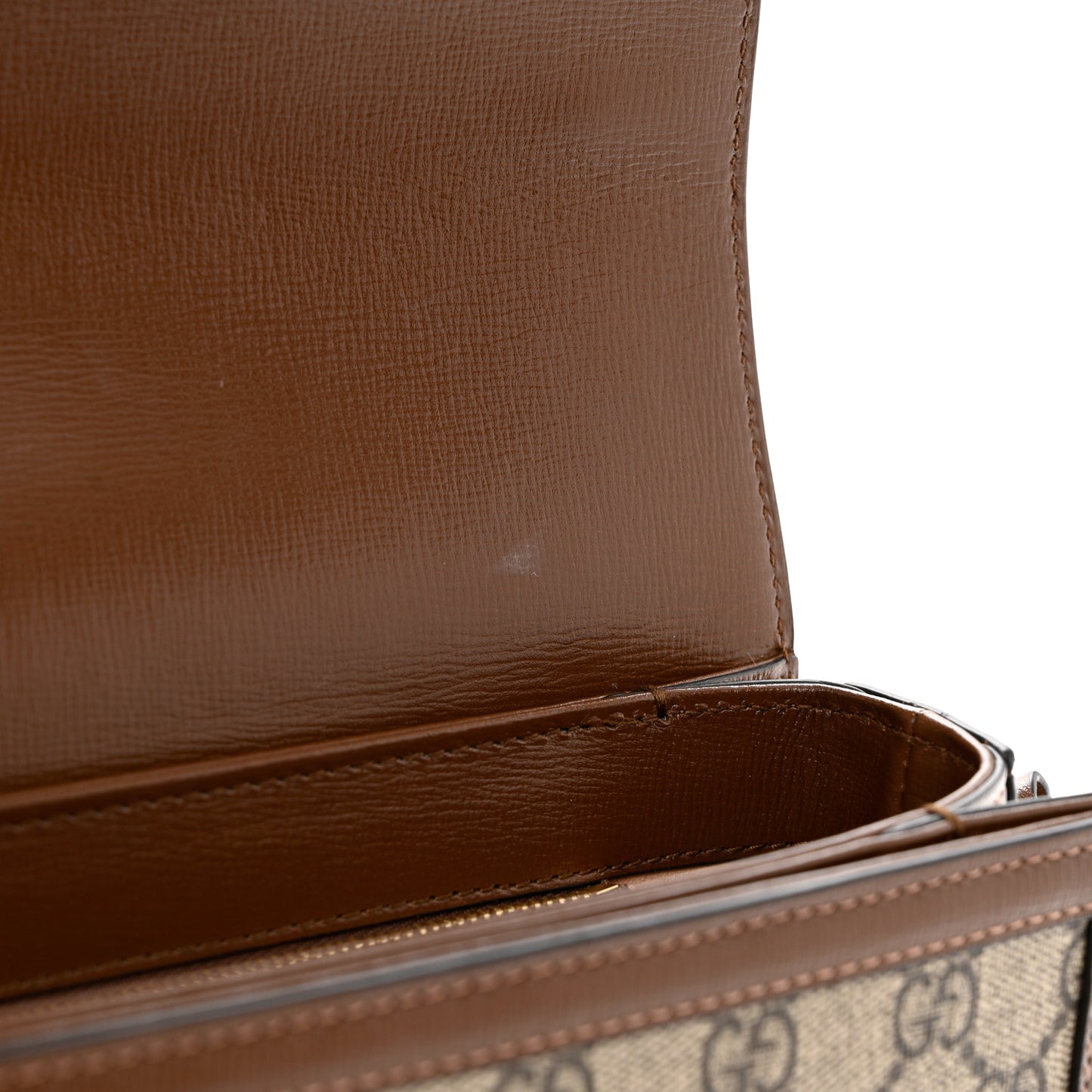 GG Supreme Monogram Horsebit 1955 Shoulder Bag Beige Brown Sugar