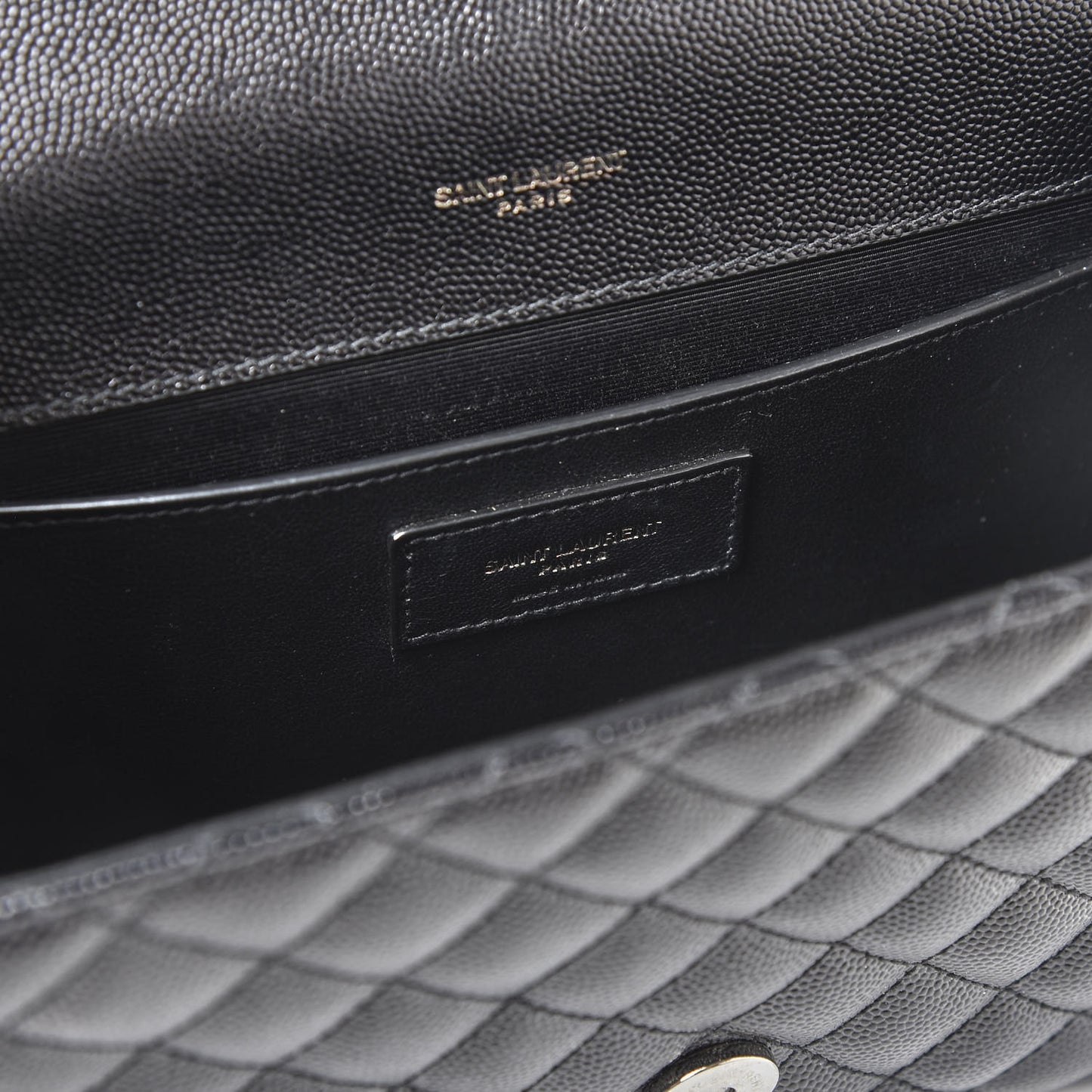 Grain De Poudre Textured Mixed Matelasse Triquilt Medium Monogram Satchel Black
