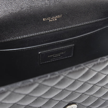 Saint Laurent Grain De Poudre Textured Mixed Matelasse Triquilt Medium Monogram Satchel Black 5 of 8