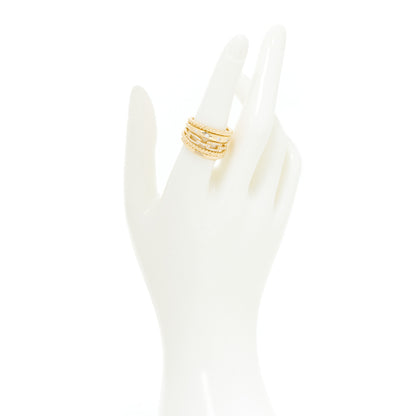 David Yurman 18K Yellow Gold Diamond 15mm Stax Five-Row Ring 56 7.5 2 of 4