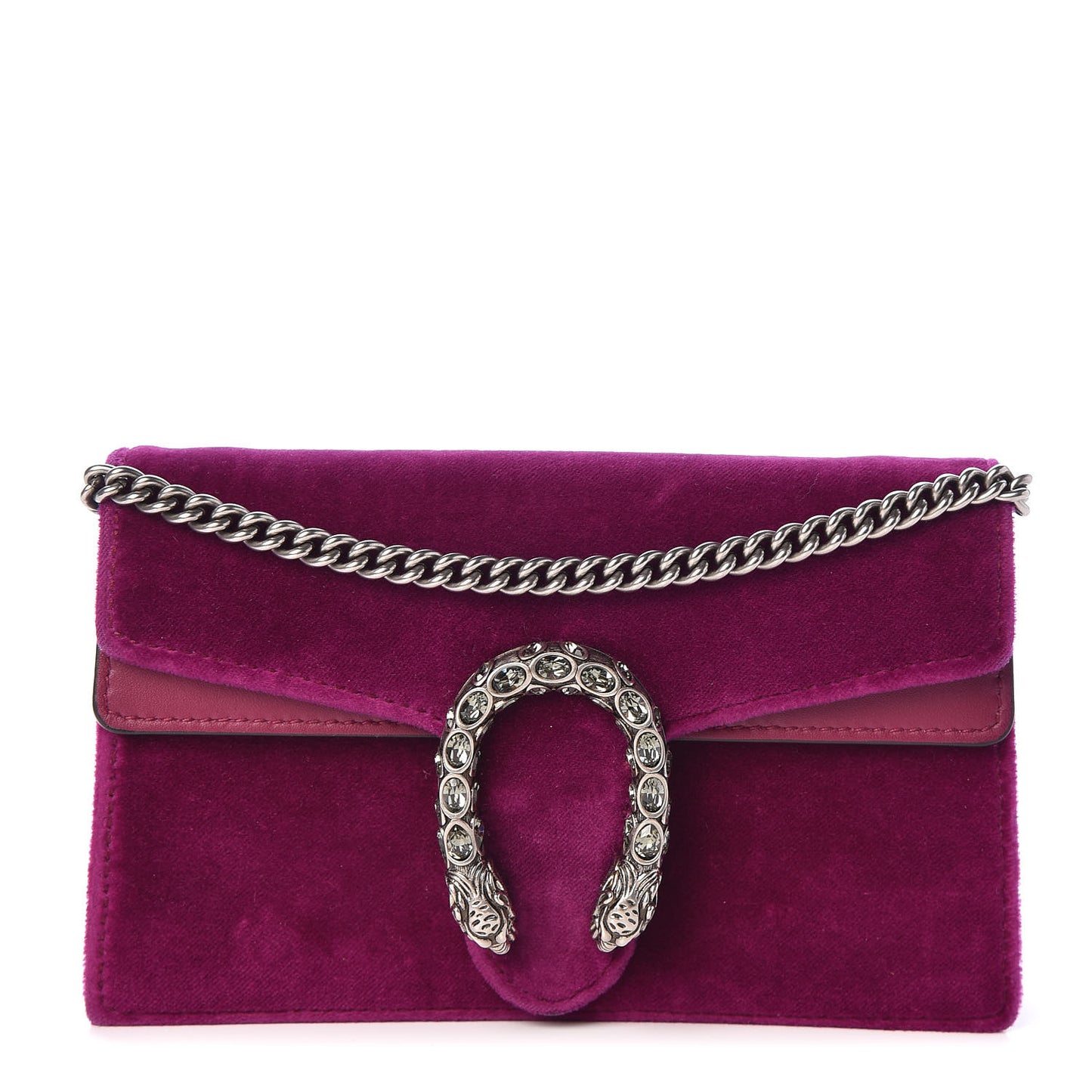 Velvet Super Mini Dionysus Shoulder Bag Fuchsia Violet Cyclamen
