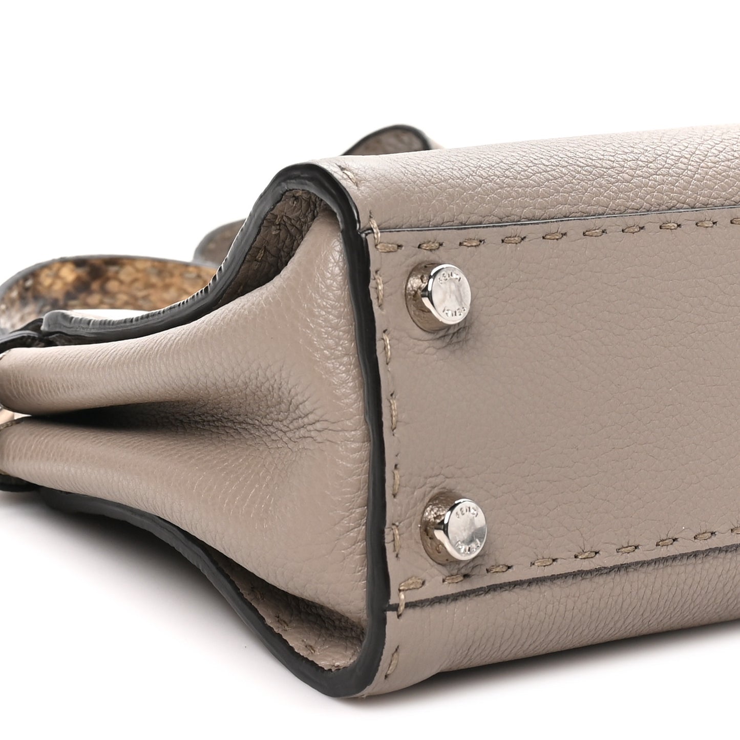 Cuoio Romano Snakeskin Selleria Mini Peekaboo Iconic Satchel Corda White